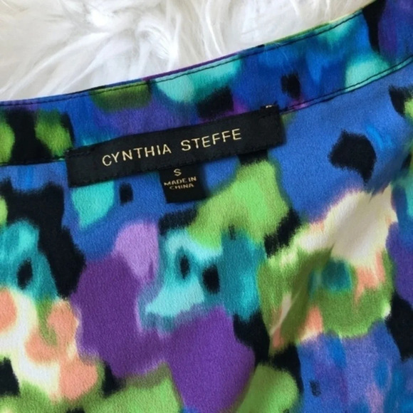 Cynthia Steffe Watercolor Floral Tiered Blouse S - Picture 6 of 7